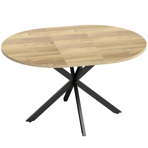 Tavolo da Pranzo Industriale per 4-6 Persone 135x100x75 cm con Ribalta Rotonda in Legno e Acciaio acquista