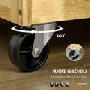 Carrello da Cucina 2 Cassetti 4 Ante 136x47x91,5 cm con Ruote in Legno Naturale