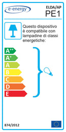 Applique 1xE27 Finali Cromo Vetro Lastra Bianco E-Energy Elda