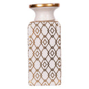 Bottiglia per Profumatore Ambiente 9x5,5x13,2 cm 300 ml in Ceramica VdE Tivoli 1996 Charleston Bianco/Oro