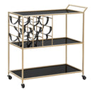 Carrello Black String 79x39,5x82 cm in Ferro e Specchio e PU Oro e Nero      