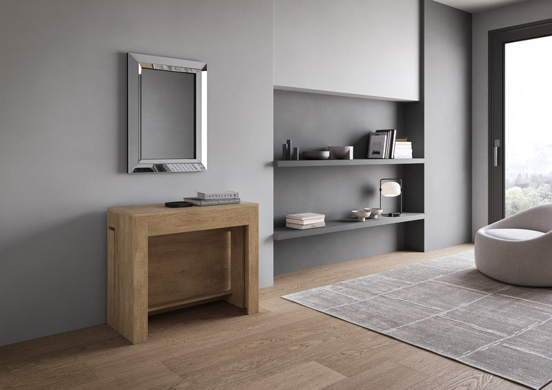 Consolle Tavolo Allungabile 90-302x42x75 cm Evolve Quercia Natura con Panca Inferiore e Superiore