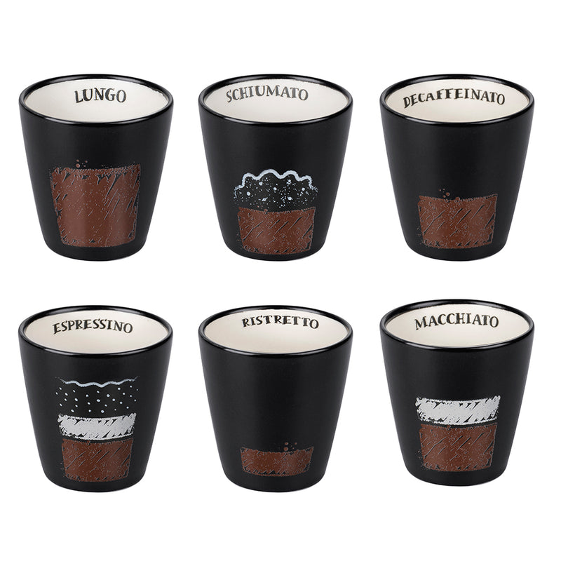 Set 6 Tazzine da Caffè Ø5x6 cm in Stoneware VdE Tivoli 1996 Un caffè come piace a me