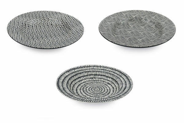 Set 6 Pastateller aus Porzellan Ø28 cm Tribal Relief Dekoration Villa d'Este Home Tivoli Timbuktu sconto