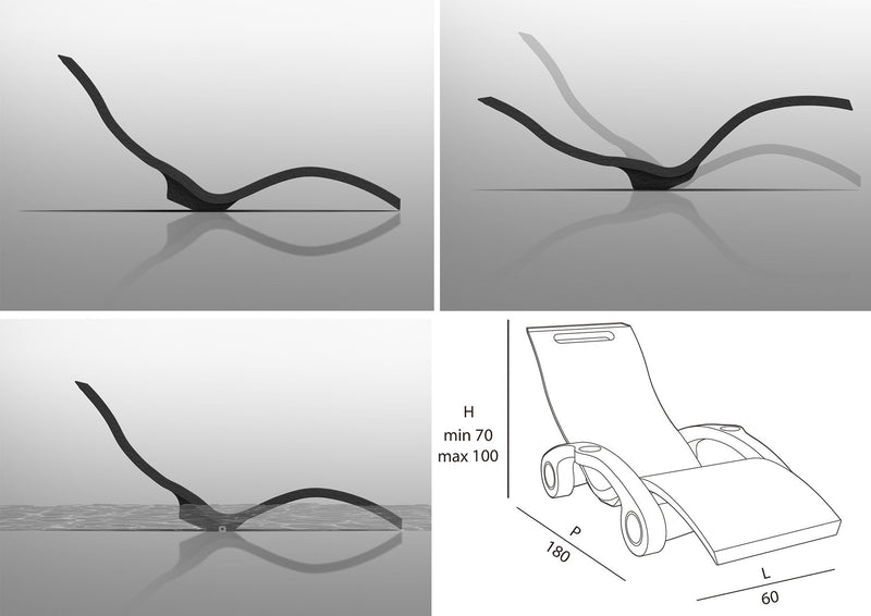 Lettino Chaise Longue da Esterno Giardino Seduta a Terra Arkema Serendipity Arancio