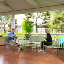 Set Salotto da Giardino con Divanetto Poltrone e Tavolino con Piano in Vetro in Rattan PE Verde   