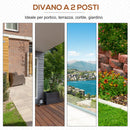 Divano da Esterno a 3 Posti in Rattan Sintetico con Cuscini Marrone 199x71x75 cm 