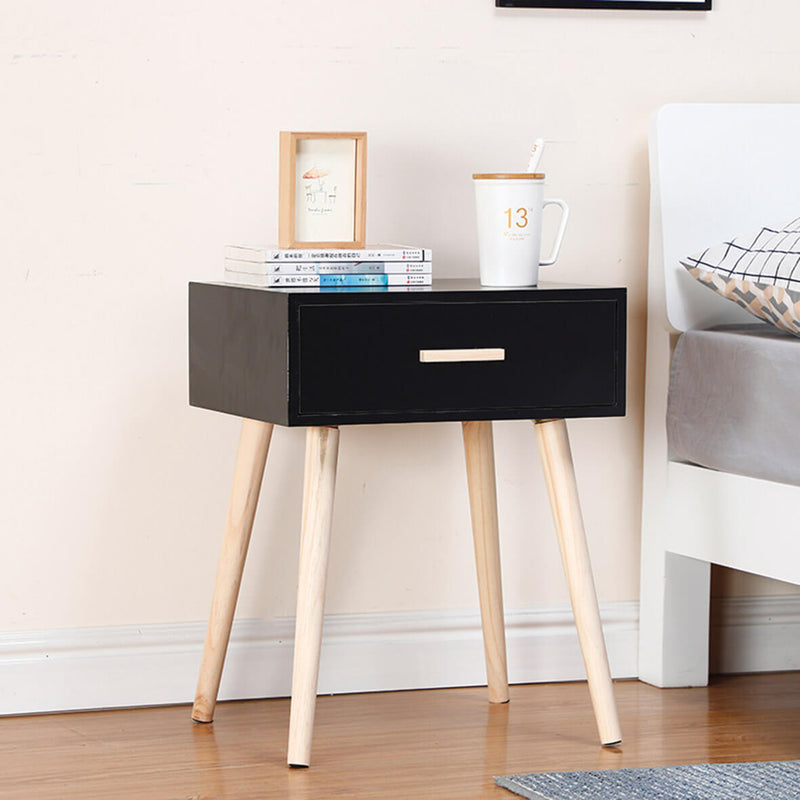 Comodino 1 Cassetto in Legno 42x35x53 cm Toby Nero