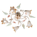 Plafoniera 5xE14 Montatura Anticata Vetro Bianco Sfumato Ambra E-Energy Giulia