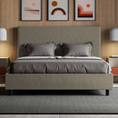 Letto Matrimoniale con Testata e Alzata Comoda Imbottito in Similpelle Focus Cappuccino Varie Misure