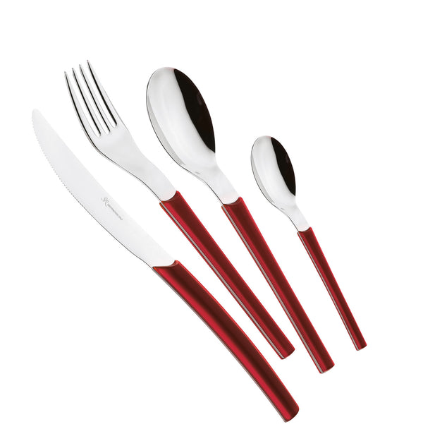 Servizio Set di Posate 24 pezzi in Acciaio Inox Eme Loto Bordeaux 10 online