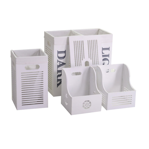 Set Korb und 2 Aufbewahrungskörbe aus Weidengeflecht 56x30H56cm Adami Rachele Weiß sconto