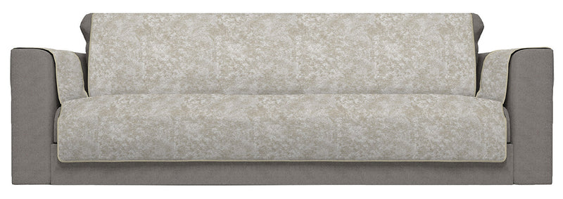 Copridivano con Copri Braccioli Seduta 230 cm in Poliestere e Cotone Beige