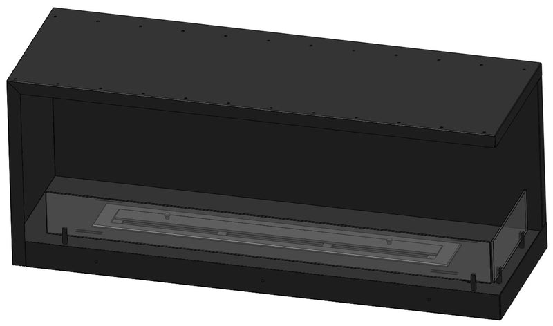 Camino a Bioetanolo da Incasso 110x45 cm Inside P1100 V2 Angolo a Destra Nero con Vetro