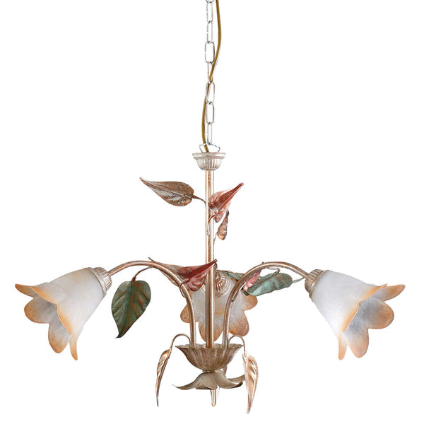 Giulia Kronleuchter 3xE14 Antik schattiertes weißes Glas Bernstein E-Energy acquista