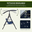 Dondolo da Giardino 3 Posti con Tettuccio Regolabile, Tessuto Oxford e Acciaio Blu Scuro   
