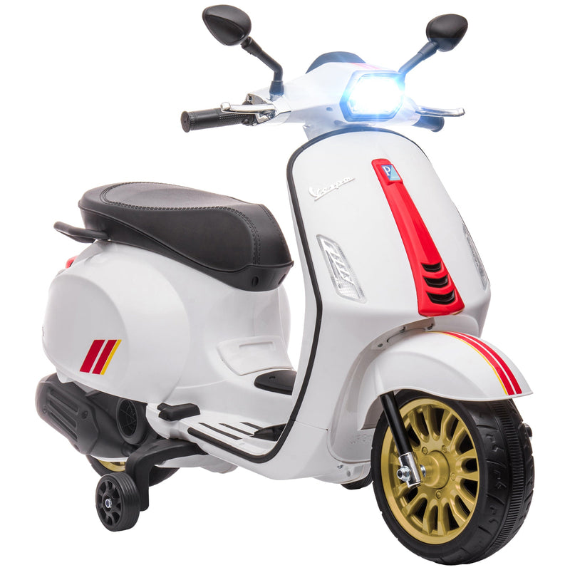 Moto Elettrica per Bambini Licenza Ufficiale Piaggio Vespa Sprint 12V con Rotelle Luci e Suoni Bianco