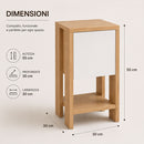 Comodino 30x30x55 cm Mobiletto con Anta a Ribalta e Ripiano in Legno Queercia e Bianco     