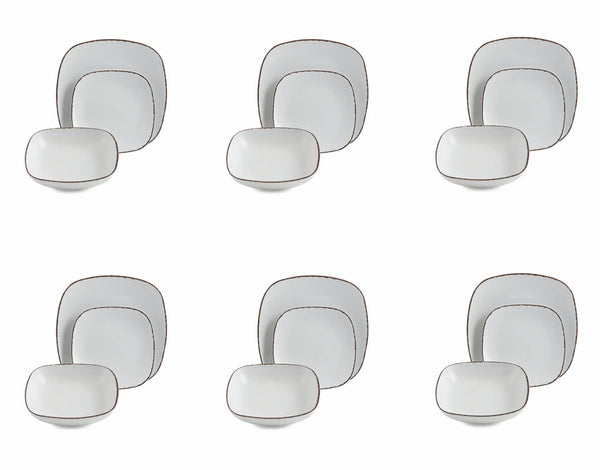 Villa d'Este Tafelservice New Zen aus weißem Steingut, 18-teilig sconto