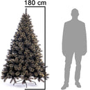 Albero di Natale Luxury 180 cm 654 Punte Nero e Oro Base a Croce Design Premium