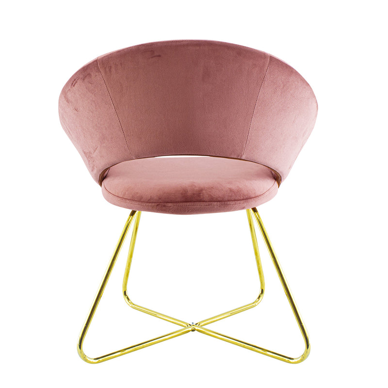 Poltrona Imbottita 66x65x68 cm in Tessuto Effetto Velluto Rosa antico