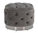 Puff Contenitore Rich Grigio Ø55x42 cm in Legno Spugna Poliestere e Acciaio Grigio