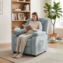 Poltrona Reclinabile Elettrica 86x90x102 cm con Poggiapiedi Braccioli Larghi Telecomando e USB in Tessuto Effetto Lino Verde      