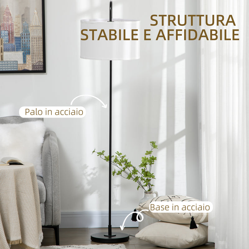 Piantana da Interno 64x38x163,5 cm Paralume in Tessuto Effetto Lino Bianco