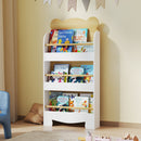 Libreria per Bambini a Forma di Orsetto 55x15x110 cm con 3 Ripiani e Barriere Frontali in MDF e Legno di Pino Color Legno      