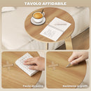 Tavolino Laterale a Forma di C Rotondo Ø39x50,5 cm per Divano in Pannello Multistrato Naturale      