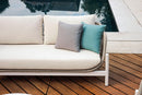 Set Salotto da Giardino Divano 2 Poltrone e Tavolino Vietri in Alluminio e Corda Bianco e Grigio