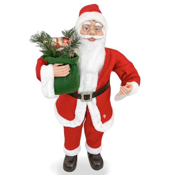 Weihnachtsmannpuppe H90 cm mit Lichtern und Geräuschen Rot acquista