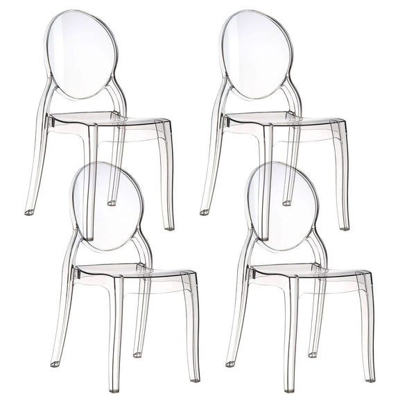 Set 4 Sedie Impilabili 47x90x50 cm in Policarbonato Glass Trasparente acquista