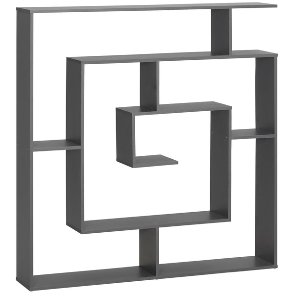 sconto Bücherregal mit unregelmäßigen Regalen 125 x 22 x 129 cm aus grauer Spanplatte