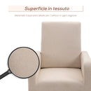 Poltrona a Dondolo Imbottita 77x92x100 cm in Legno e Lino  Beige