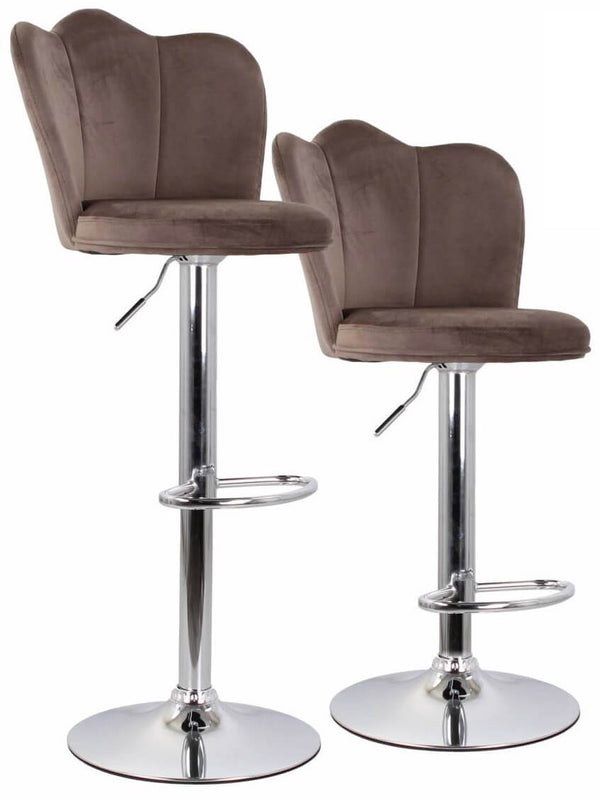 Set mit 2 Hockern 38 x 38 x 60/80 cm in Samt mit grauer Chrombasis online