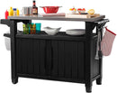 Tavolino da Giardino per Barbecue con Ruote 134x89,6x51,7 in Resina Keter Unity XL  Antracite