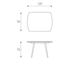 Tavolo Allungabile 120/180x90x76 cm in Metallo con Top in Vetro Grigio