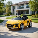 Macchina Elettrica per Bambini 12V Licenza Ufficiale Audi R8 New Spyder con Telecomando e Sedile in pelle Giallo