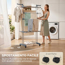 Stendibiancheria Pieghevole a 5 Livelli 73x64x172 cm con Ruote in PP e Acciaio Grigio      