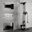 Lat Machine da Parete 62x60x200 cm con Pulegge Regolabili Stazione a Cavi con Pulldown e Carico Pesi Regolabile in Acciaio Nero      