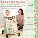 Carrello Primi Passi per Bambini 18+ Mesi 33,5x36x46,8 cm con Freno Regolabile in Legno Levigato Verde      