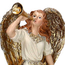 Angelo resina su piedistallo crema e oro cm 12,5x11xh36