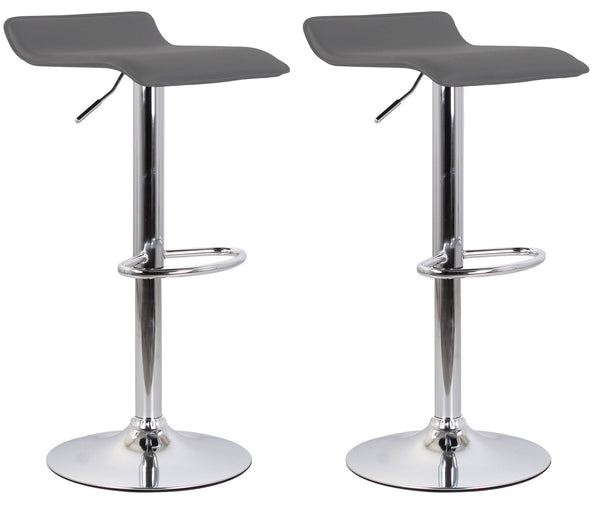 sconto Set mit 2 Hockern 38x40x54/74 cm aus Kunstleder mit grau verchromter Basis