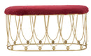 Panca Amelie Bordeaux 91,5x40,5x46 cm in Ferro e Spugna e Poliestere Bordeaux e Oro