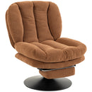 Poltrona da Salotto Girevole Imbottita 69x92x89 cm con Poggiapiedi in Tessuto Effetto Lino Marrone Scuro      