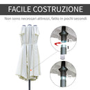 Ombrellone Doppio a 12 Stecche 455x265x238 cm con Base a Croce e Manovella in Acciaio e Poliestere Beige      