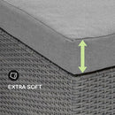 Set Salotto Divano da Giardino con Pouf Contenitore in Polyrattan Grigio Chiaro