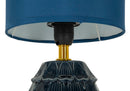 Lampada da Comodino Pigny Blu Ø15x30,5 cm in Ceramica e Ferro e Tessuto Blu      