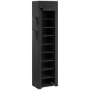 Scarpiera 10 Ripiani 45x30x175 cm Capienza 20 Paia in Tessuto Non Tessuto Nero      